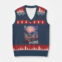 Arizona Roadrunner Vintage Desert Moon Retro Cactus V-Neck Knit Sweater Vest Southwest Wildlife Bird Starry Night Style