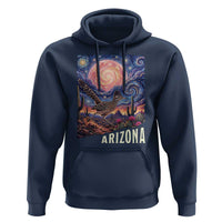 Arizona Roadrunner Vintage Desert Moon Retro Cactus Hoodie Southwest Wildlife Bird Starry Night Style
