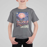 Arizona Roadrunner Vintage Desert Moon Retro Cactus T Shirt For Kid Southwest Wildlife Bird Starry Night Style