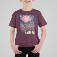 Arizona Roadrunner Vintage Desert Moon Retro Cactus T Shirt For Kid Southwest Wildlife Bird Starry Night Style