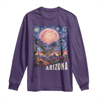 Arizona Roadrunner Vintage Desert Moon Retro Cactus Long Sleeve Shirt Southwest Wildlife Bird Starry Night Style