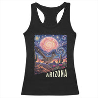 Arizona Roadrunner Vintage Desert Moon Retro Cactus Racerback Tank Top Southwest Wildlife Bird Starry Night Style