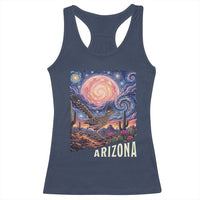 Arizona Roadrunner Vintage Desert Moon Retro Cactus Racerback Tank Top Southwest Wildlife Bird Starry Night Style