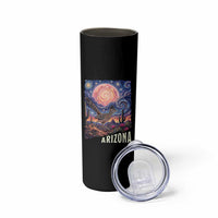 Arizona Roadrunner Vintage Desert Moon Retro Cactus Skinny Tumbler Southwest Wildlife Bird Starry Night Style