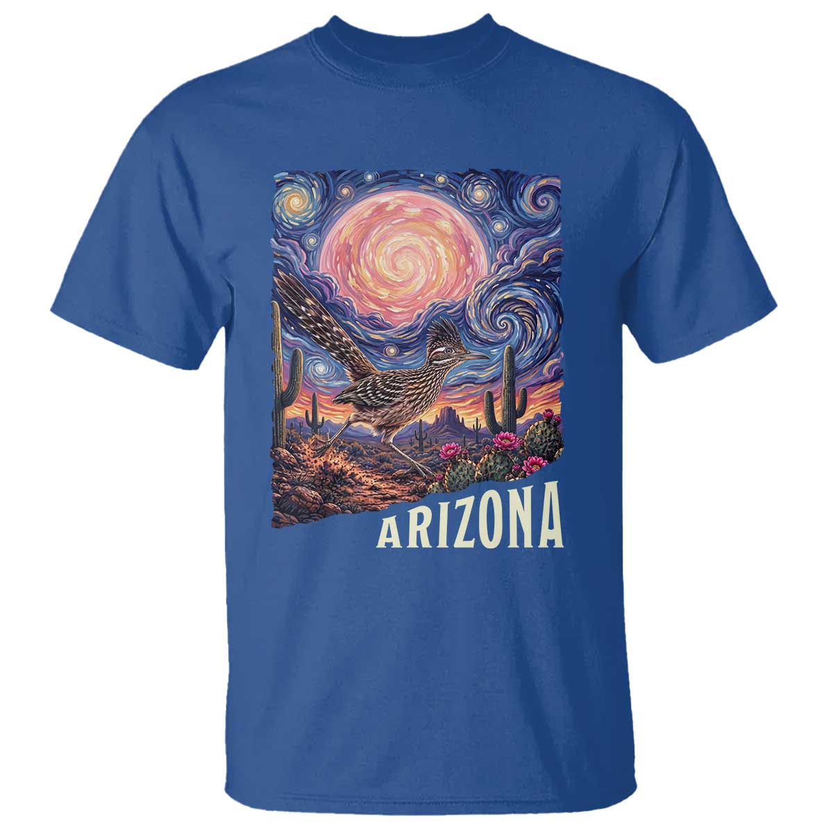 Arizona Roadrunner Vintage Desert Moon Retro Cactus T Shirt Southwest Wildlife Bird Starry Night Style