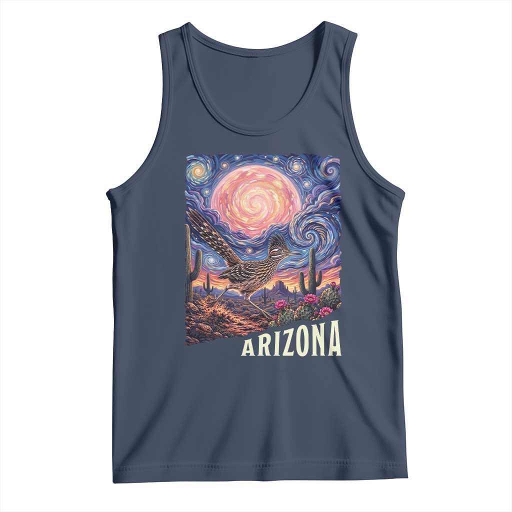 Arizona Roadrunner Vintage Desert Moon Retro Cactus Tank Top Southwest Wildlife Bird Starry Night Style