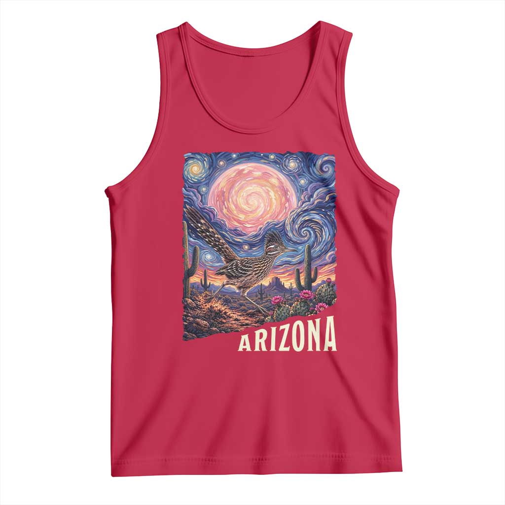 Arizona Roadrunner Vintage Desert Moon Retro Cactus Tank Top Southwest Wildlife Bird Starry Night Style