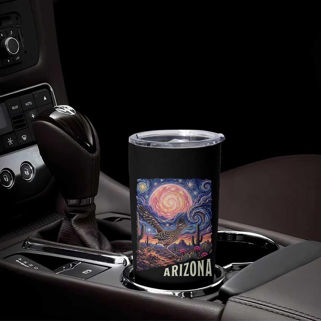 Arizona Roadrunner Vintage Desert Moon Retro Cactus Tumbler Cup Southwest Wildlife Bird Starry Night Style