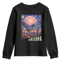 Arizona Roadrunner Vintage Desert Moon Retro Cactus Youth Sweatshirt Southwest Wildlife Bird Starry Night Style