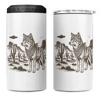Vintage Coyote Cowboy UFO 4 in 1 Can Cooler Tumbler Western Desert Southwest Coyote Alien