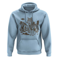 Vintage Coyote Cowboy UFO Hoodie Western Desert Southwest Coyote Alien