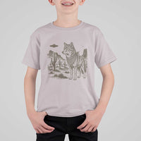 Vintage Coyote Cowboy UFO T Shirt For Kid Western Desert Southwest Coyote Alien