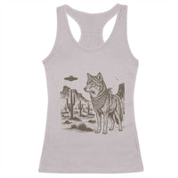 Vintage Coyote Cowboy UFO Racerback Tank Top Western Desert Southwest Coyote Alien