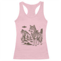 Vintage Coyote Cowboy UFO Racerback Tank Top Western Desert Southwest Coyote Alien