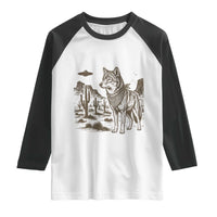 Vintage Coyote Cowboy UFO Raglan Shirt Western Desert Southwest Coyote Alien