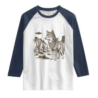 Vintage Coyote Cowboy UFO Raglan Shirt Western Desert Southwest Coyote Alien