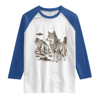 Vintage Coyote Cowboy UFO Raglan Shirt Western Desert Southwest Coyote Alien