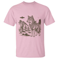Vintage Coyote Cowboy UFO T Shirt Western Desert Southwest Coyote Alien