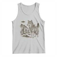 Vintage Coyote Cowboy UFO Tank Top Western Desert Southwest Coyote Alien