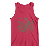 Vintage Coyote Cowboy UFO Tank Top Western Desert Southwest Coyote Alien
