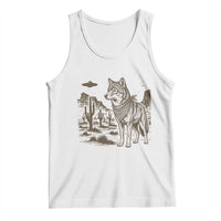 Vintage Coyote Cowboy UFO Tank Top Western Desert Southwest Coyote Alien
