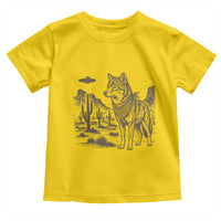 Vintage Coyote Cowboy UFO Toddler T Shirt Western Desert Southwest Coyote Alien