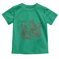 Vintage Coyote Cowboy UFO Toddler T Shirt Western Desert Southwest Coyote Alien
