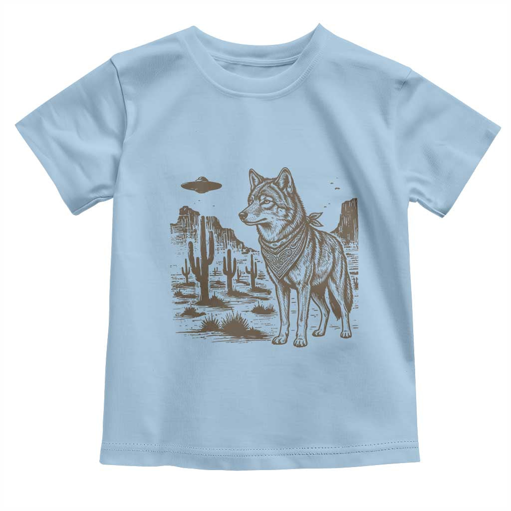 Vintage Coyote Cowboy UFO Toddler T Shirt Western Desert Southwest Coyote Alien