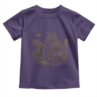 Vintage Coyote Cowboy UFO Toddler T Shirt Western Desert Southwest Coyote Alien
