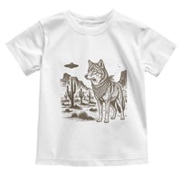 Vintage Coyote Cowboy UFO Toddler T Shirt Western Desert Southwest Coyote Alien
