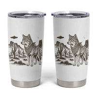 Vintage Coyote Cowboy UFO Tumbler Cup Western Desert Southwest Coyote Alien