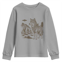 Vintage Coyote Cowboy UFO Youth Sweatshirt Western Desert Southwest Coyote Alien