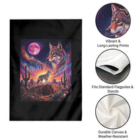 Arizona Coyote Vintage Desert Moon Retro Cactus Garden Flag Southwest Wildlife Western Adventure Graphic