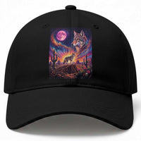 Arizona Coyote Vintage Desert Moon Retro Cactus Baseball Cap Southwest Wildlife Western Adventure Graphic