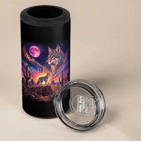 Arizona Coyote Vintage Desert Moon Retro Cactus 4 in 1 Can Cooler Tumbler Southwest Wildlife Western Adventure Graphic