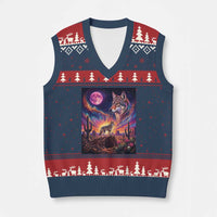 Arizona Coyote Vintage Desert Moon Retro Cactus V-Neck Knit Sweater Vest Southwest Wildlife Western Adventure Graphic