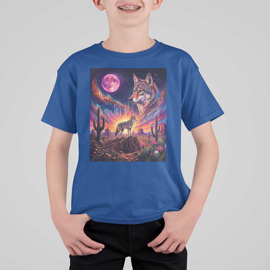 Arizona Coyote Vintage Desert Moon Retro Cactus T Shirt For Kid Southwest Wildlife Western Adventure Graphic