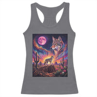 Arizona Coyote Vintage Desert Moon Retro Cactus Racerback Tank Top Southwest Wildlife Western Adventure Graphic