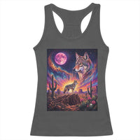 Arizona Coyote Vintage Desert Moon Retro Cactus Racerback Tank Top Southwest Wildlife Western Adventure Graphic