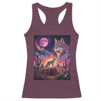 Arizona Coyote Vintage Desert Moon Retro Cactus Racerback Tank Top Southwest Wildlife Western Adventure Graphic