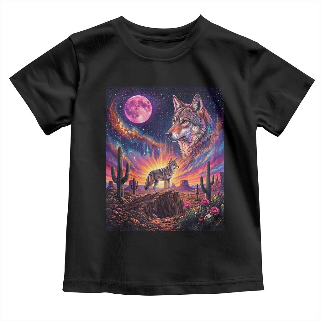 Arizona Coyote Vintage Desert Moon Retro Cactus Toddler T Shirt Southwest Wildlife Western Adventure Graphic