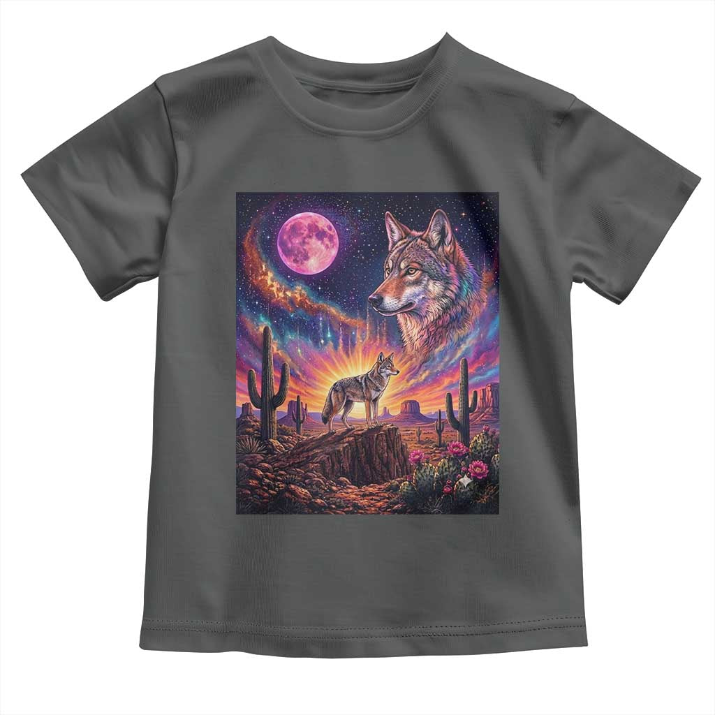 Arizona Coyote Vintage Desert Moon Retro Cactus Toddler T Shirt Southwest Wildlife Western Adventure Graphic