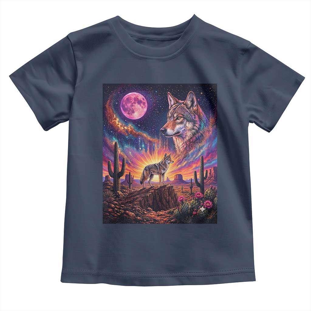 Arizona Coyote Vintage Desert Moon Retro Cactus Toddler T Shirt Southwest Wildlife Western Adventure Graphic
