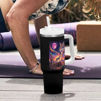 Arizona Coyote Vintage Desert Moon Retro Cactus Tumbler With Handle Southwest Wildlife Western Adventure Graphic