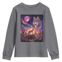 Arizona Coyote Vintage Desert Moon Retro Cactus Youth Sweatshirt Southwest Wildlife Western Adventure Graphic