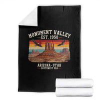 Retro Monument Valley Arizona Utah Sunset Established 1958 Throw Blanket Southwest Desert Eagle Road Trip Nature Souvenir