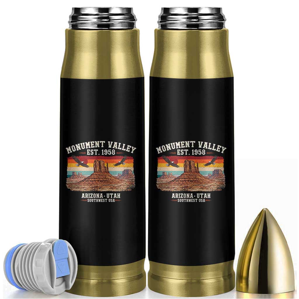 Retro Monument Valley Arizona Utah Sunset Established 1958 Bullet Tumbler Southwest Desert Eagle Road Trip Nature Souvenir