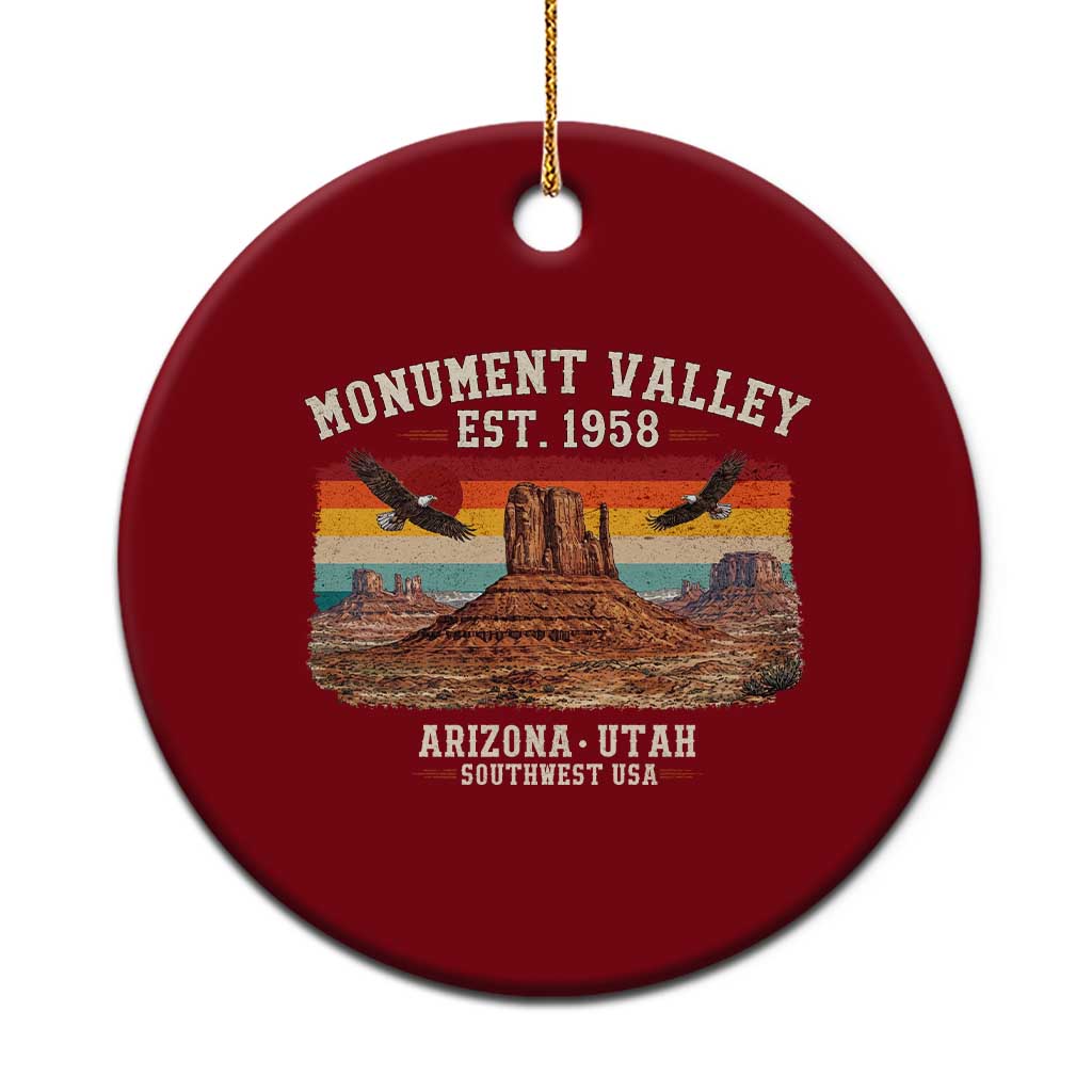 Retro Monument Valley Arizona Utah Sunset Established 1958 Ceramic Ornament Southwest Desert Eagle Road Trip Nature Souvenir