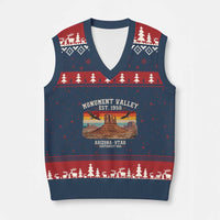 Retro Monument Valley Arizona Utah Sunset Established 1958 V-Neck Knit Sweater Vest Southwest Desert Eagle Road Trip Nature Souvenir