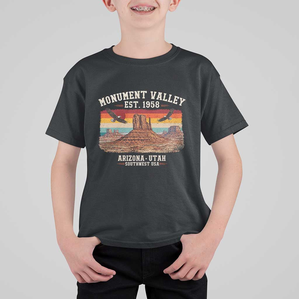 Retro Monument Valley Arizona Utah Sunset Established 1958 T Shirt For Kid Southwest Desert Eagle Road Trip Nature Souvenir